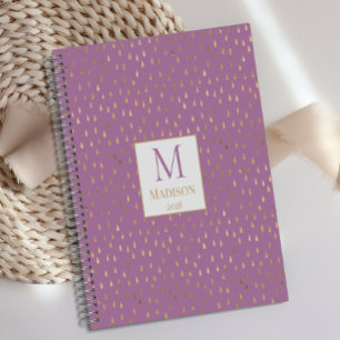 Agenda Lavanda Dourada Raindrop Modern Trendy Monograma