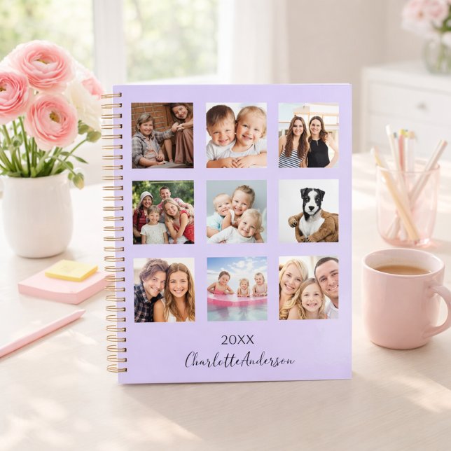 Agenda Lavanda Family Photo Colage name script 2026 (Criador carregado)