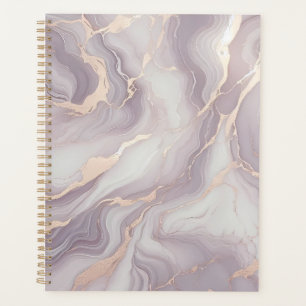 Agenda Lavanda Marble Planner com Veias Prateadas