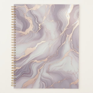Agenda Lavanda Marble Planner com Veias Prateadas