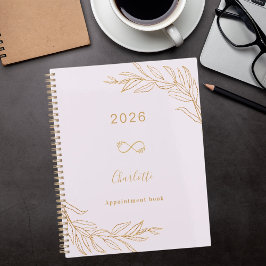 Agenda Lavanda rosa dourado folhagem botânica elegante