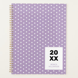 Agenda Lavanda Roxo Branco Bolinhas Personalizado