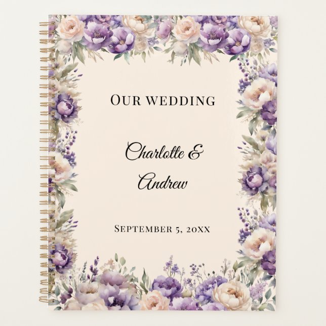 Agenda Lavender champagne floral wedding (Frente)