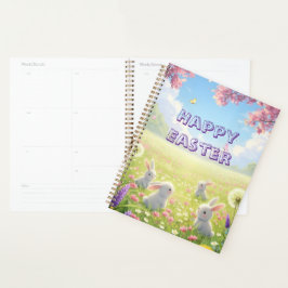 Agenda Lavender Easter Cute White Bunny Floral Spring 