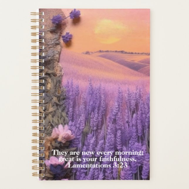 Agenda Lavender Planner Lamentations 3:23 (Frente)