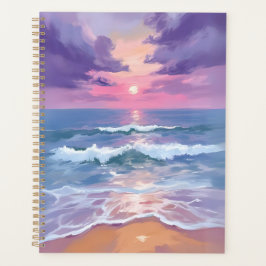 Agenda Lavender Purple Beach Sunset Watercolor