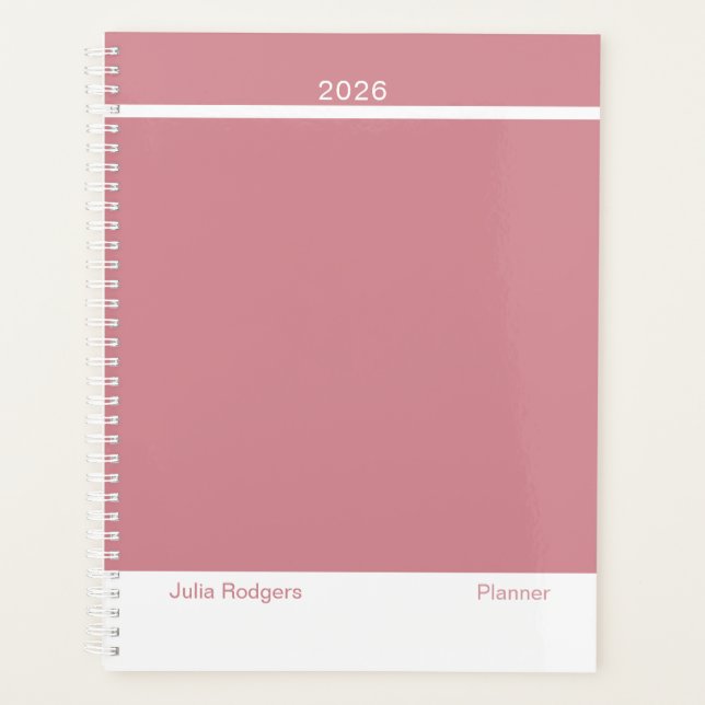 Agenda Layout Moderno Rosa Empoeirado Grande (Frente)