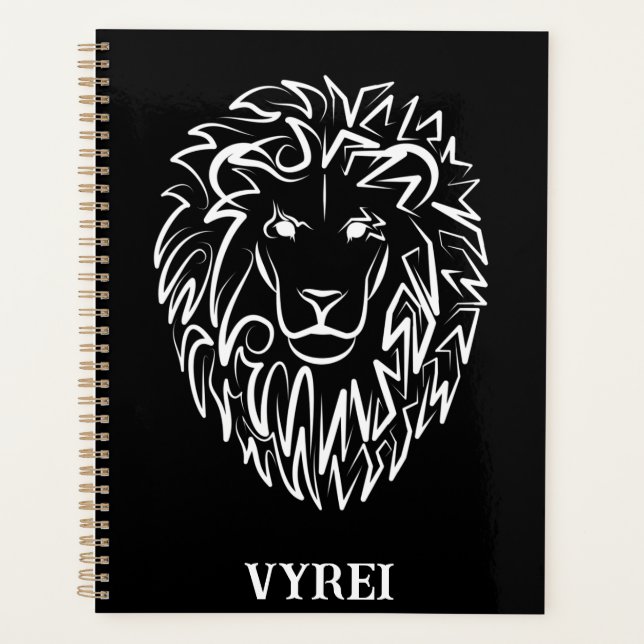 Agenda Leão Tribal Negro e Branco (Frente)