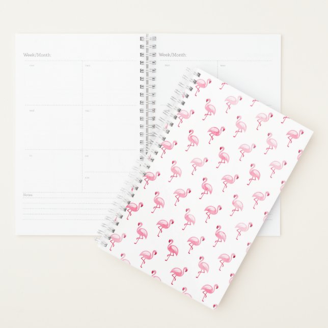 Agenda Legal Pink Tropical Flamingo Patterno em Branco (Exibição)