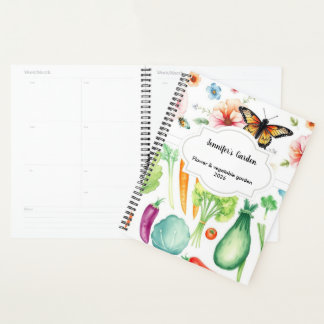 Agenda Legumes flores aquarela jardim pessoal