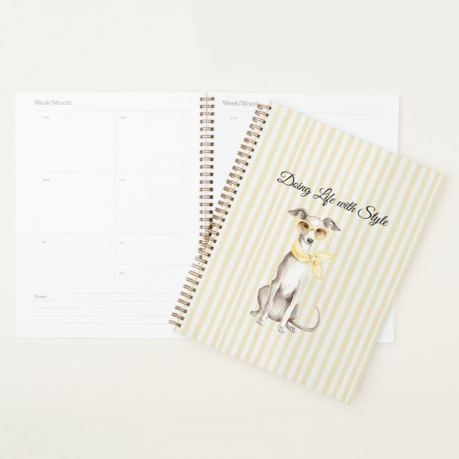 Agenda Lenço Amarelo Suave Listras Cachorro Branco (Exibição)