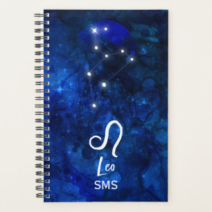 Agenda Leo Zodiac Constelação Azul Escuro Galáxia Monogra