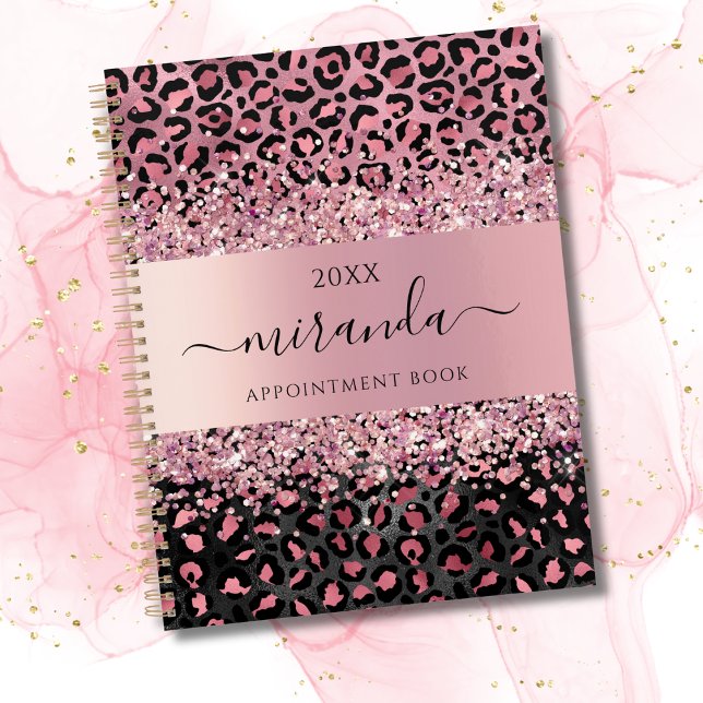 Agenda Leopard Animal Cheetah Black Pink Beauon (Pink & Black leopard print planner)