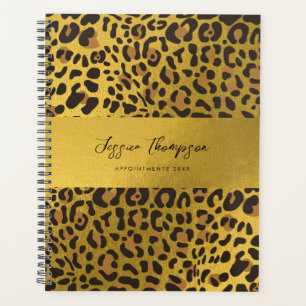 Agenda Leopard Animal Print Gold Foil Appont Book