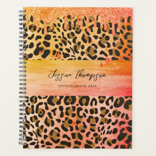 Agenda Leopard Animal Print Orange Yellow Glitter Drives