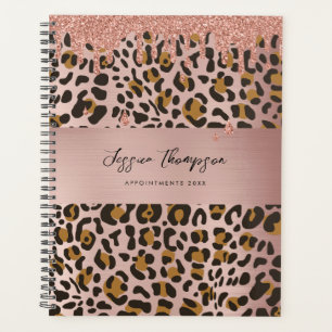 Agenda Leopard Animal Print Rosa cor-de-rosa Dourada
