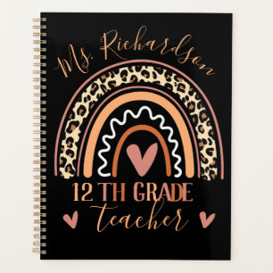 Agenda Leopard Bohemian Rainbow Add Grade Teacher Name