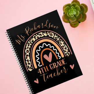 Agenda Leopard Bohemian Rainbow Add Grade Teacher Name Pl