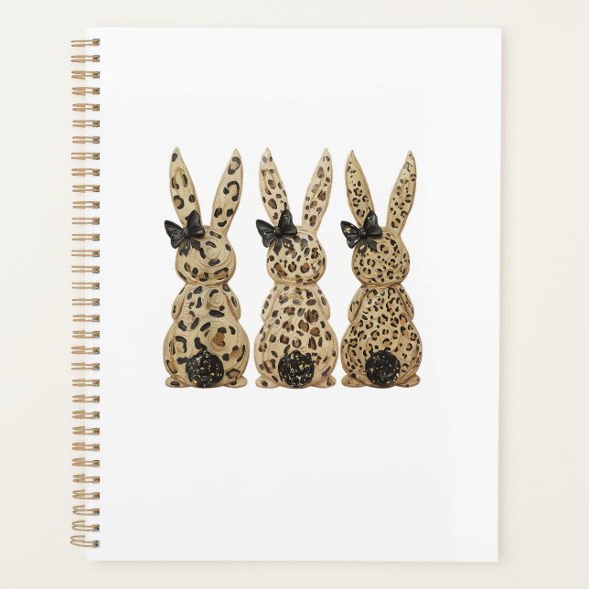 Agenda Leopard Cute Bunny Bow Funny Christian Easter Day  (Frente)