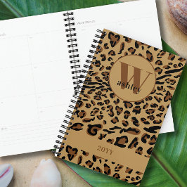 Agenda Leopard Print Brown Black Monogrammed 2023