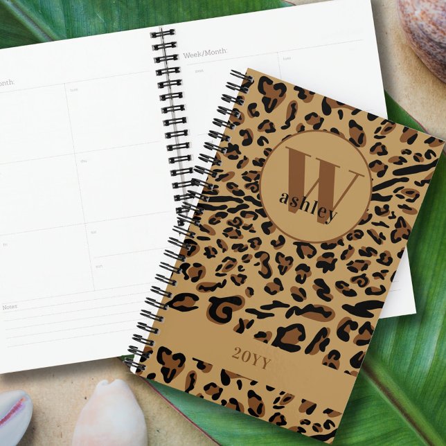 Agenda Leopard Print Brown Black Monogrammed 2023 (Criador carregado)