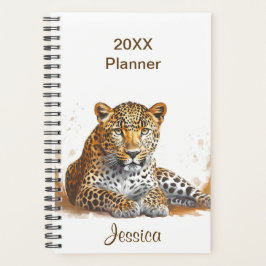 Agenda Leopard Safari Animal Retrato Nome Personalizado