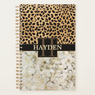 Agenda Leopard Spot Marble Monograma Nome