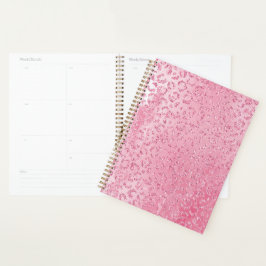 Agenda Leopardo bonito Glitter Rosa-Rosa