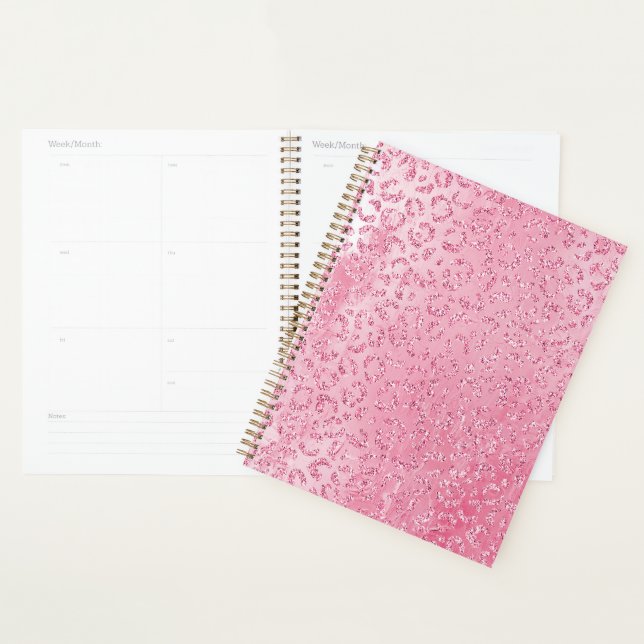 Agenda Leopardo bonito Glitter Rosa-Rosa (Exibição)