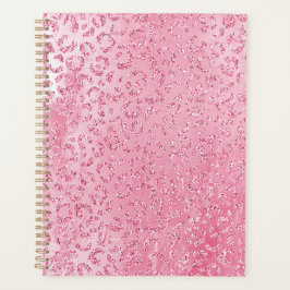 Agenda Leopardo bonito Glitter Rosa-Rosa