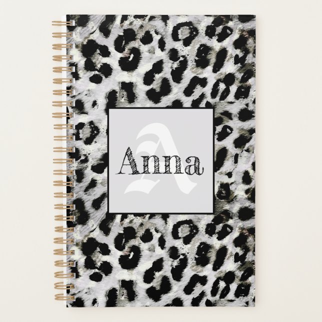 Agenda Leopardo - impressão de animais com impressão (Frente)