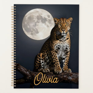 Agenda Leopardo Majestoso e Lua Cheia Personalizado