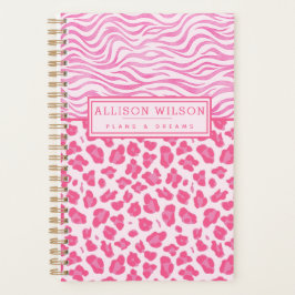 Agenda Leopardo rosa na moda e impressão zebra