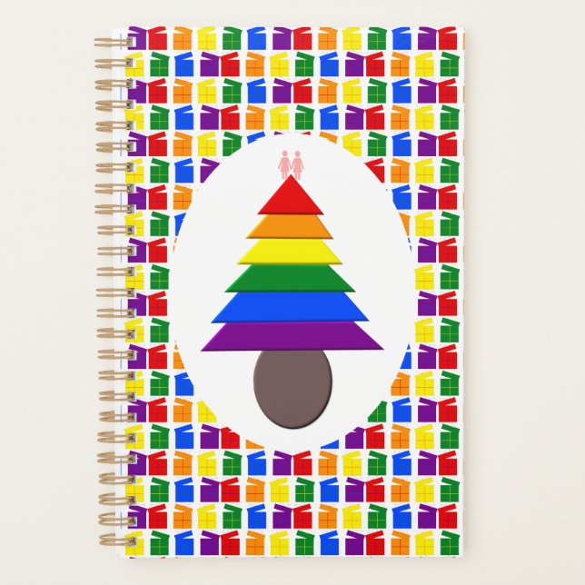 Agenda Lésbicas Árvore de Natal Rainbow e Presentes (Frente)