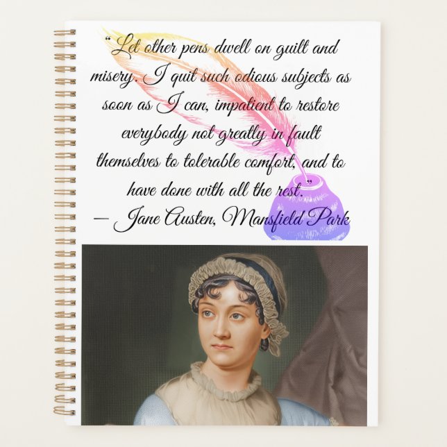 Agenda “Let other pens dwell on" Jane Austen quote (Frente)