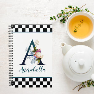 Agenda Letra A Floral Chique Xadrez