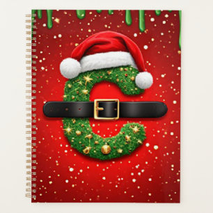 Agenda Letra C de Natal com decoração de grinalda de Nata