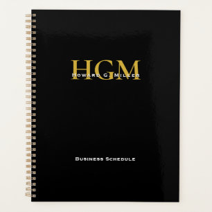 Agenda Letra Dourada 3, preto simples, profissional, mono