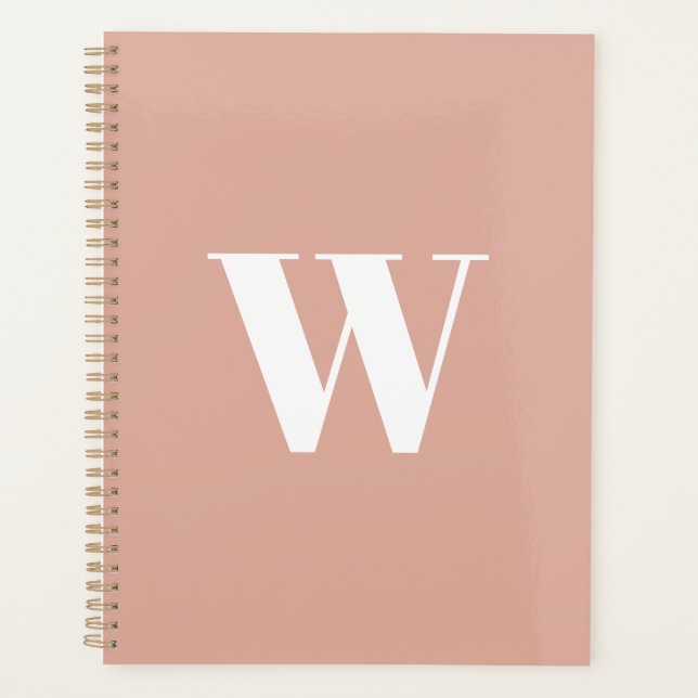 Agenda Letra inicial personalizada cor-de-rosa poeirenta  (Frente)