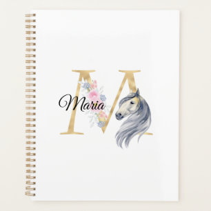 Agenda Letra M personalizada monograma com cavalo 