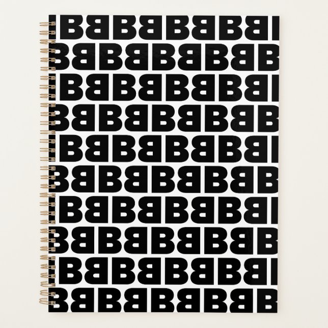 Agenda Letra negra e branca escura alfabética do padrão B (Frente)