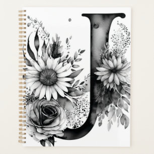 Agenda Letra Personalizada J Notebook Floral Watercolor