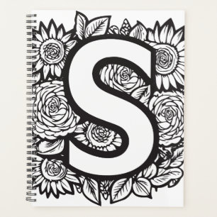 Agenda Letra Personalizada S Tatuagem Flor Monograma