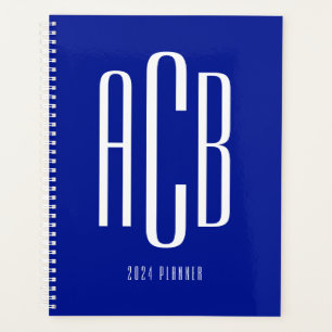 Agenda Letra Simples Monograma Azul Real