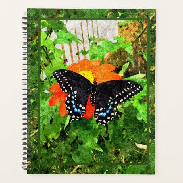 Agenda Lg Planner Preto Swallowtail Gráfico (Frente)