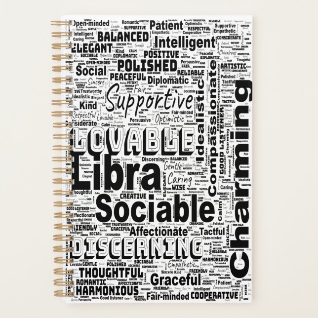 Agenda Libra Zodiac Word Cloud Inspiração (Frente)