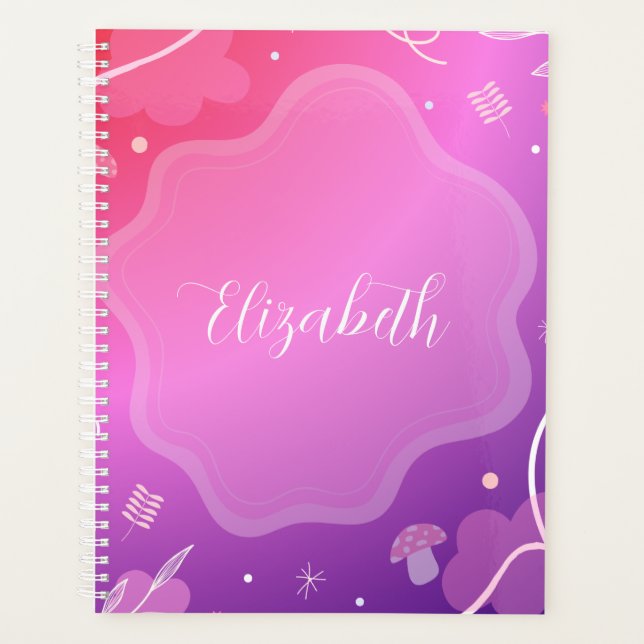 Agenda Libreta Kawaii Rosa y Morado con Nombre  (Frente)