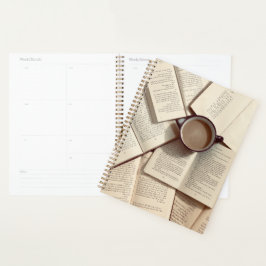Agenda Light Acadêmico Café estético e livros