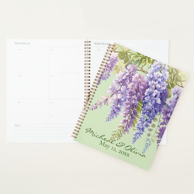 Agenda Lilac botânico floral de cor d'água roxa (Exibição)