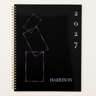 Agenda Lilac Preto Quadro Geométrico Personalizado